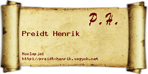 Preidt Henrik névjegykártya
